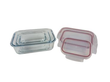 Preview: 3er Set Frischhaltedosen aus Glas mit Deckel